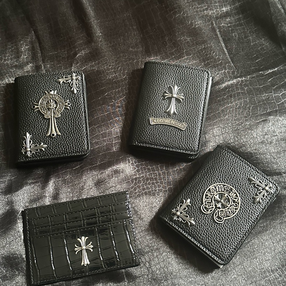 Black Leather Cross Accent Men's Wallet